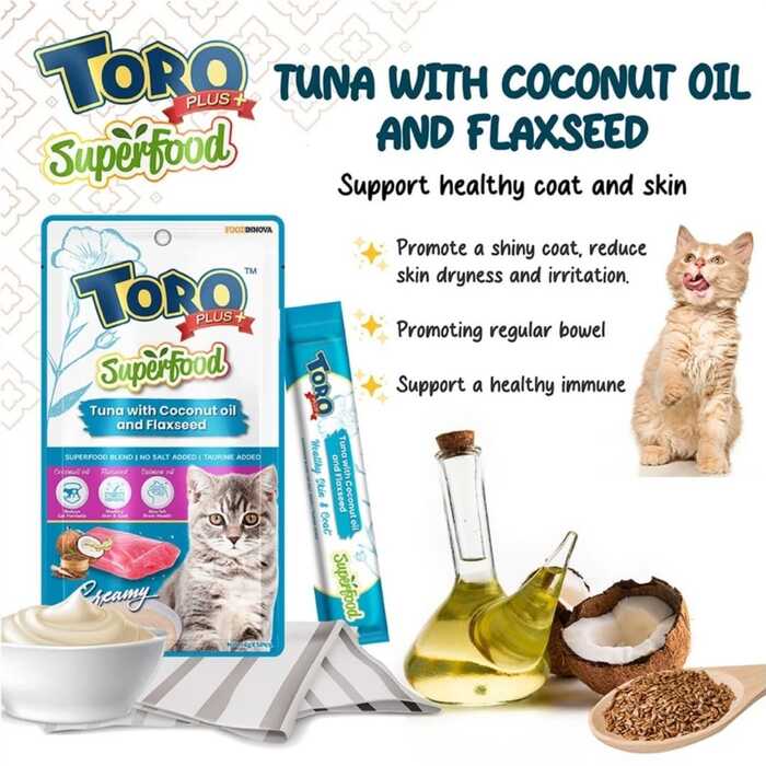 Toro Plus Superfood Cat Treat Tuna with Coconut Oil and Flaxseed (14g x 5 pcs)