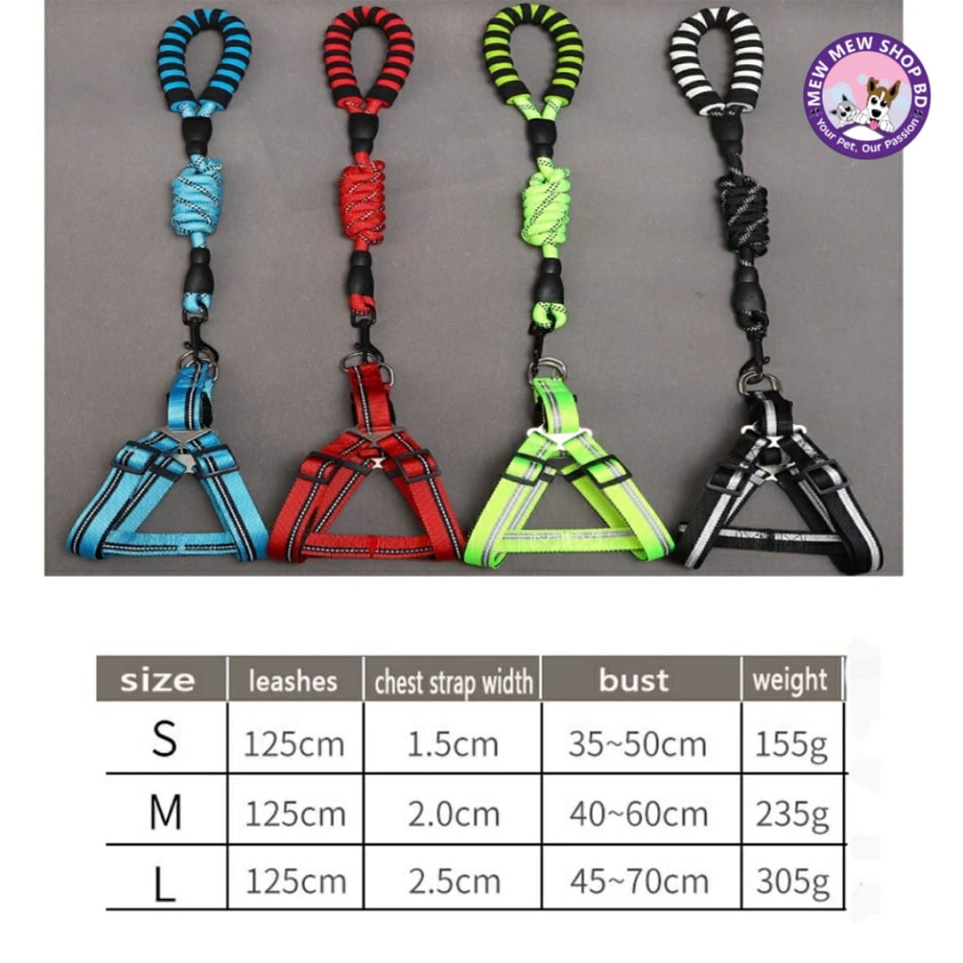 Premium Reflective Puppy & Dog Harness with Leash