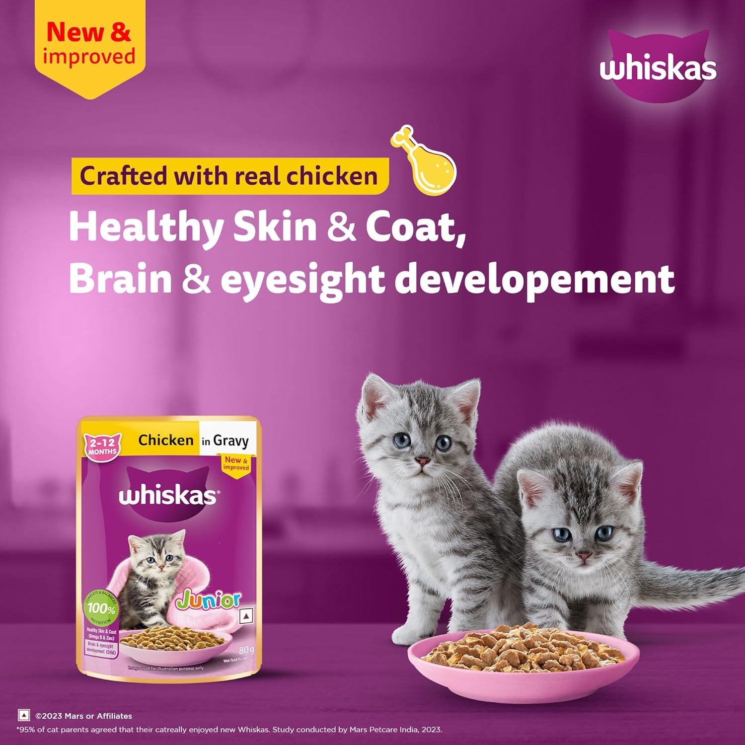 Whiskas Chicken in Gravy Kitten Pouch 80gm