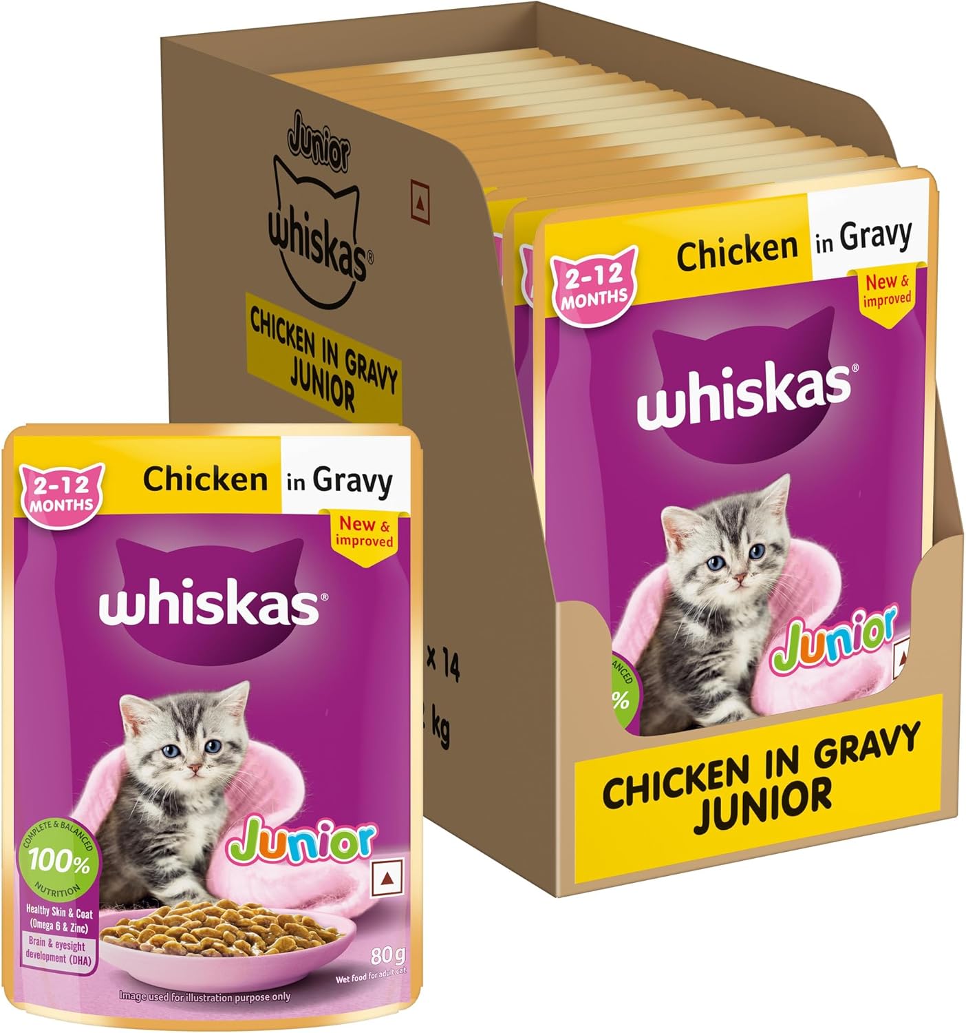 Whiskas Chicken in Gravy Kitten Pouch 80gm