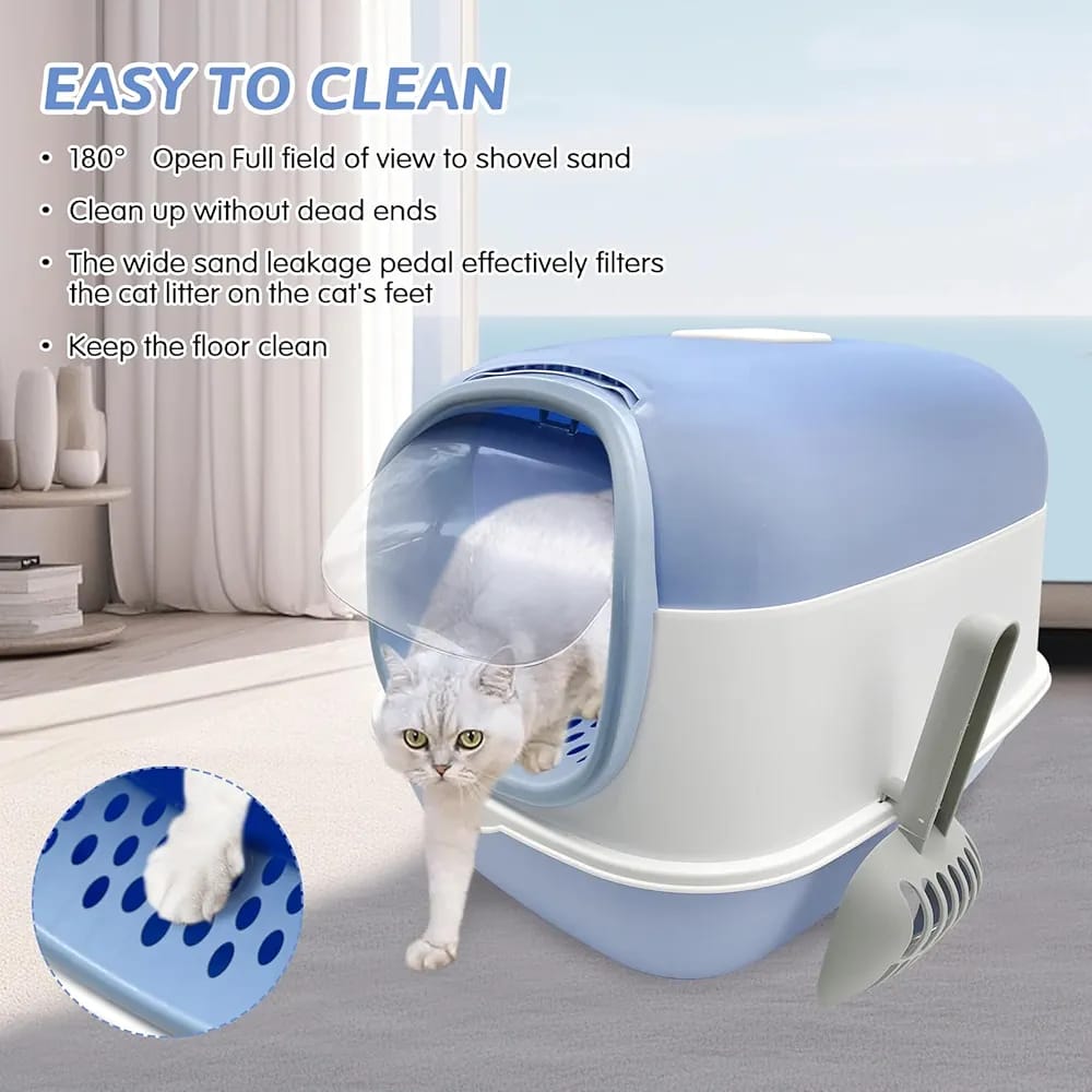 Multifunctional Super Premium Open Top Closed Litter Box with Scoop with Two Door (Inside Dhaka Only)
