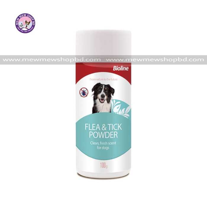 Bioline FLEA & TICK POWDER Clean fresh scent for dogs 100g