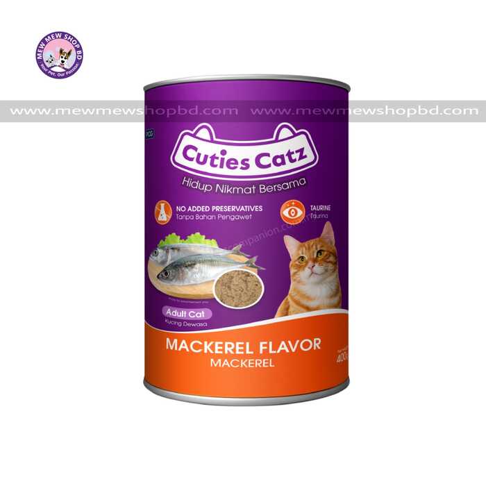 Cuties Catz Adult Canned Food with Mackerel Flavour 400g