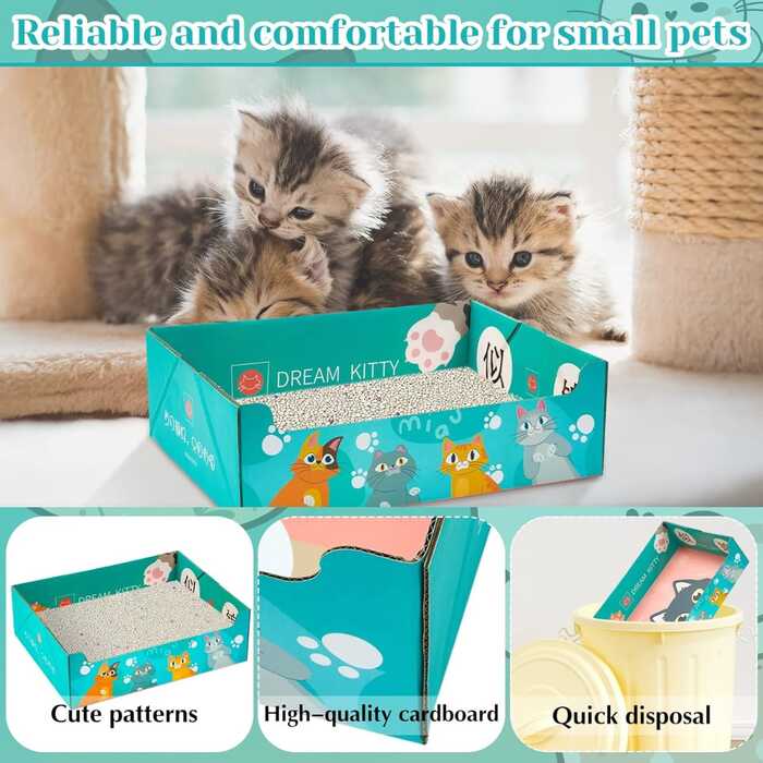 Disposable & Portable Folding Cat Litter Box for Pet Cat Indoor & Outdoor Use - MultiColour