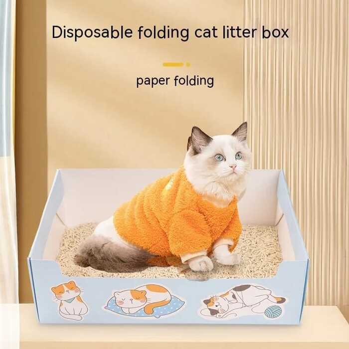 Disposable & Portable Folding Cat Litter Box for Pet Cat Indoor & Outdoor Use - MultiColour