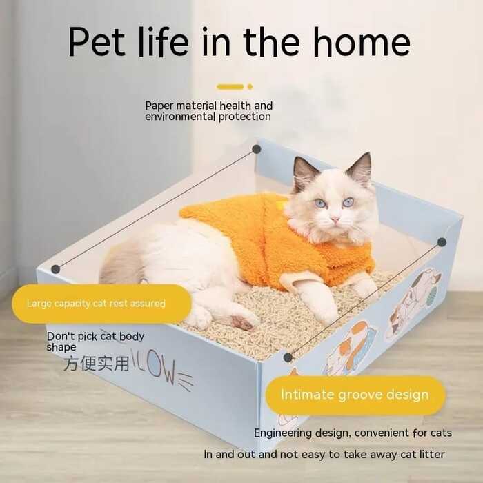 Disposable & Portable Folding Cat Litter Box for Pet Cat Indoor & Outdoor Use - MultiColour