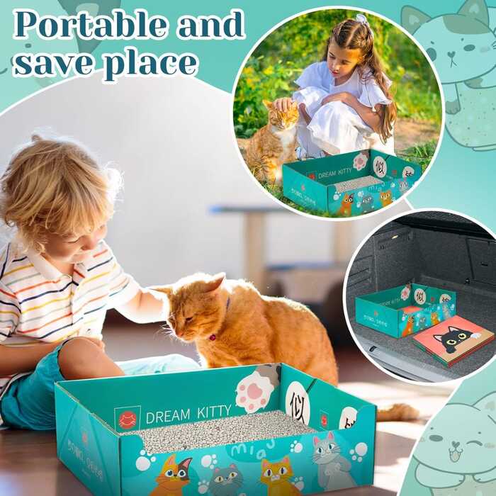Disposable & Portable Folding Cat Litter Box for Pet Cat Indoor & Outdoor Use - MultiColour