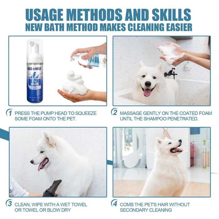 Hug & Wag Dry Bath Grooming Shampoo for Dogs and Cats 150ml