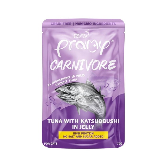 Pramy Carnivore Pouch Tuna with Katsuobushi in Jelly for All Cats 70gm