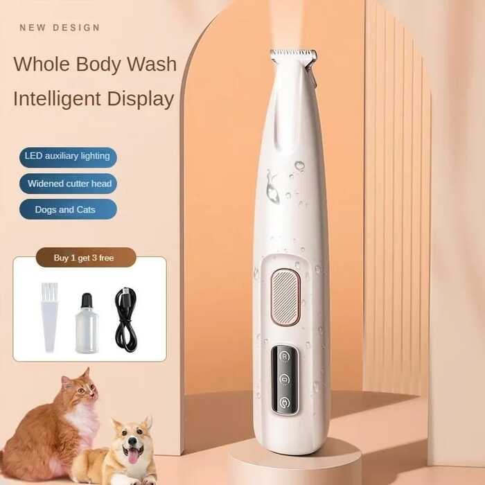 Premium Electric Pet Cat & Dog Paw Trimmer for Pedicure, Nose, Ear, Eye Fur cleaning with Light