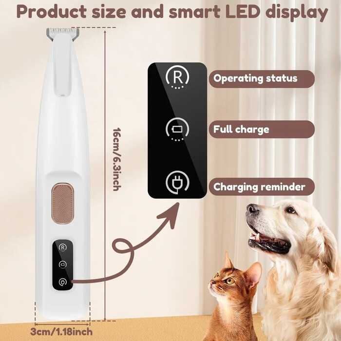 Premium Electric Pet Cat & Dog Paw Trimmer for Pedicure, Nose, Ear, Eye Fur cleaning with Light