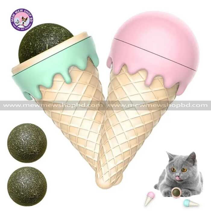 Cone Icecream Shape Rotatable Natural Catnip Balls for Pet Cat