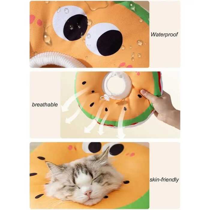 Hamburger Adjustable Elizabeth  Cat collar anti-licking protection Ecollar headgear For Pet Cat & Dog after sterilization