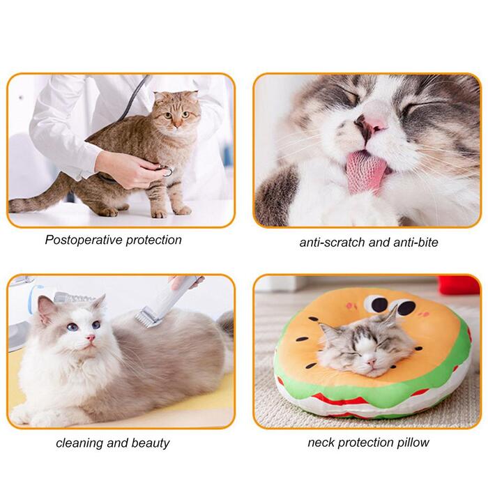 Hamburger Adjustable Elizabeth  Cat collar anti-licking protection Ecollar headgear For Pet Cat & Dog after sterilization