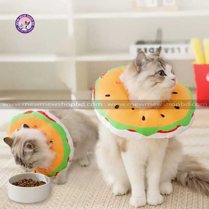 Hamburger Adjustable Elizabeth  Cat collar anti-licking protection Ecollar headgear For Pet Cat & Dog after sterilization