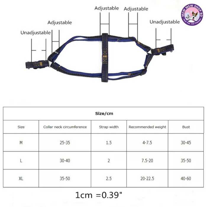 Denim Adjustable Pet Dog Harness