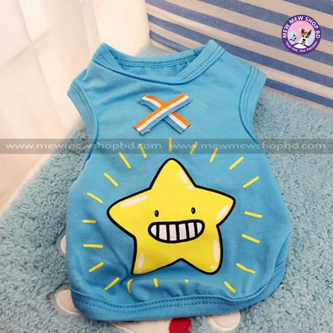 Cartoon Printed Cotton Fabric Sleeveless Dress / Tshirt for Pet Cat  ( No Exchange)