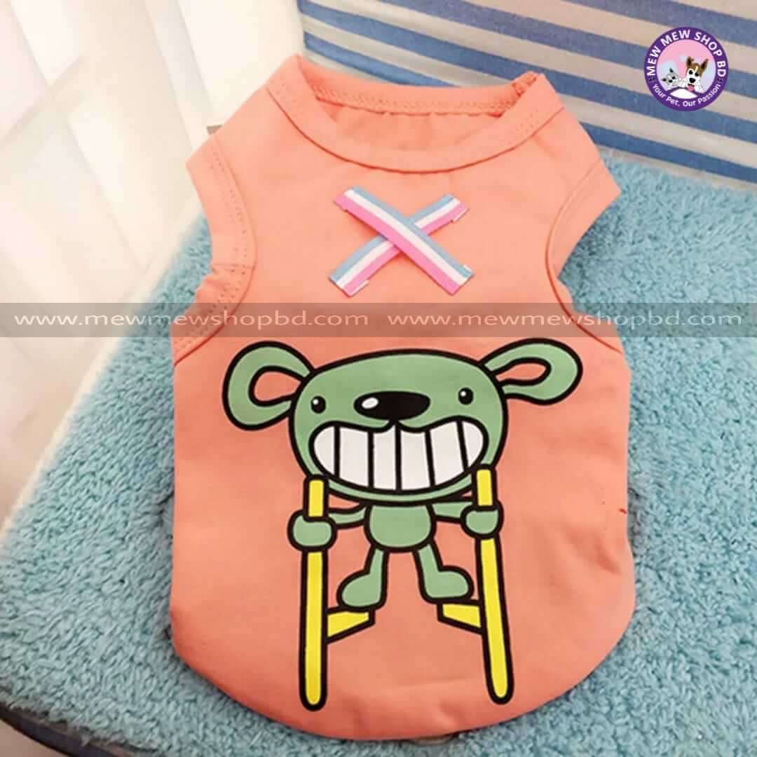 Cartoon Printed Cotton Fabric Sleeveless Dress / Tshirt for Pet Cat  ( No Exchange)