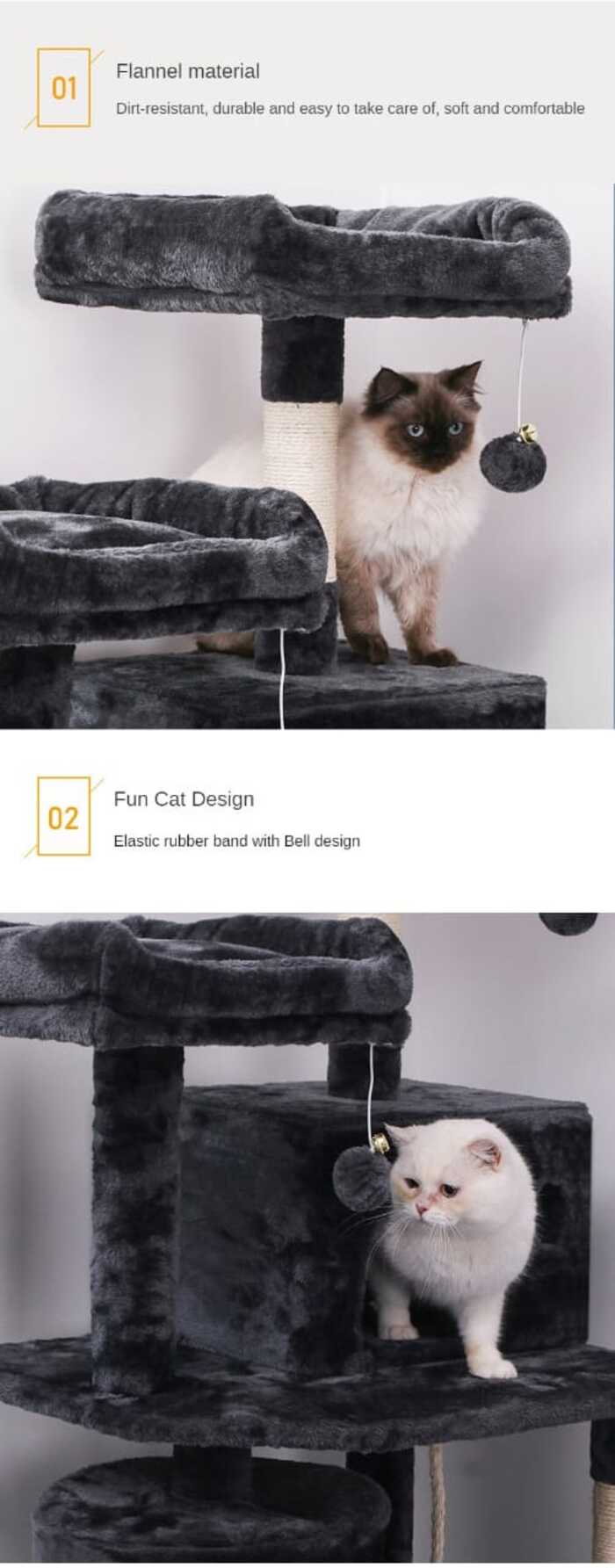 6 Layer Cat Scratching Tree House with Ground Hammock for Cat