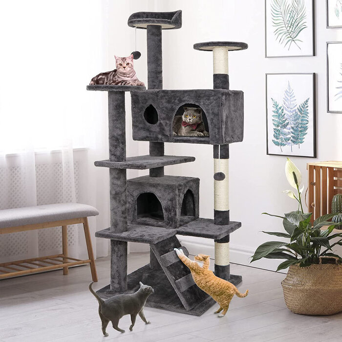 7Layer Cat Scratching Post with Multiple Cat House for Cat with Top Cat Ear Design