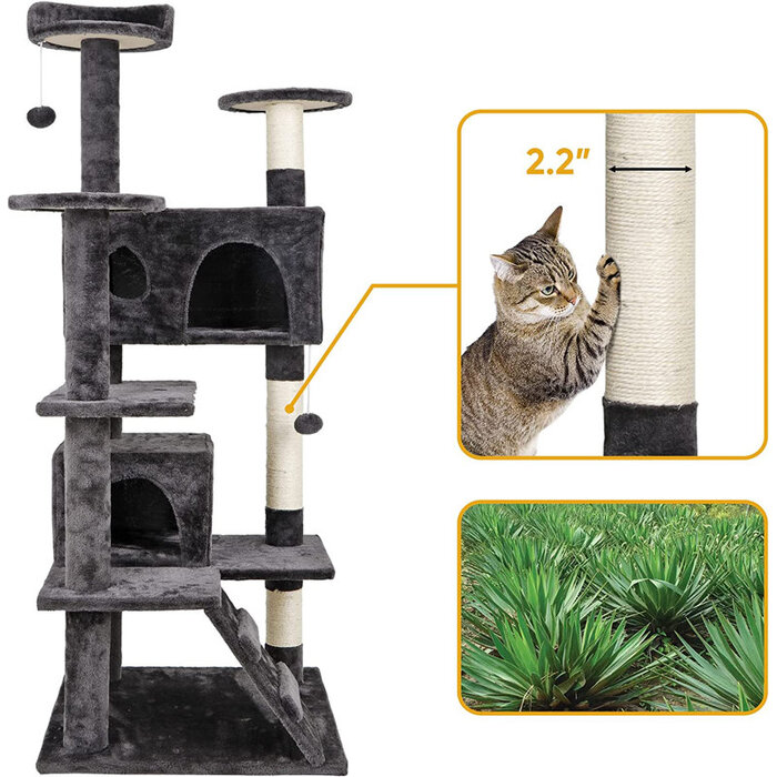 7Layer Cat Scratching Post with Multiple Cat House for Cat with Top Cat Ear Design
