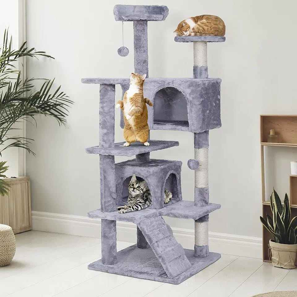 7Layer Cat Scratching Post with Multiple Cat House for Cat with Top Cat Ear Design