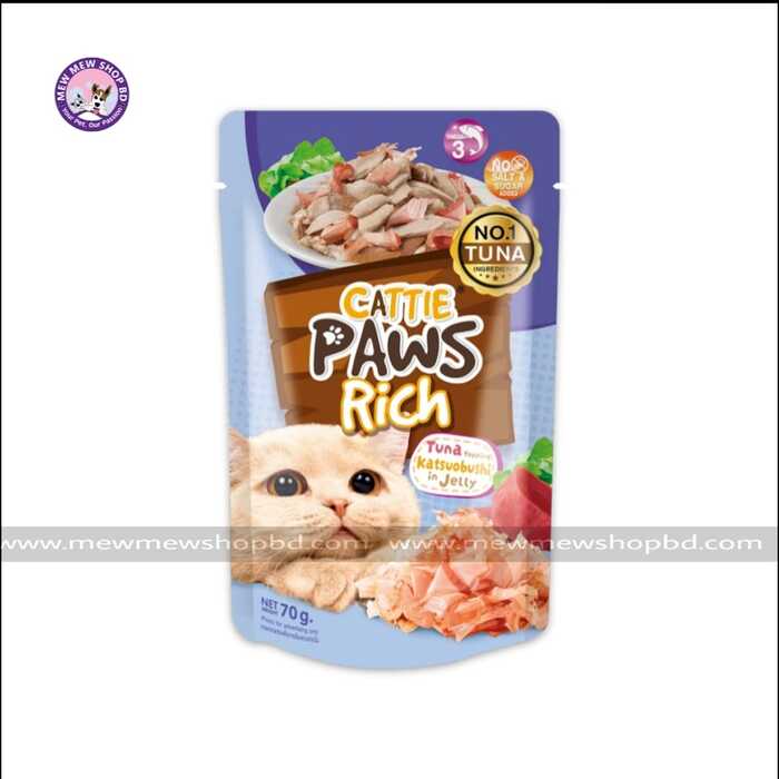 Cattie Paws Rich Tuna Topping Katsuobushi in Jelly 70g