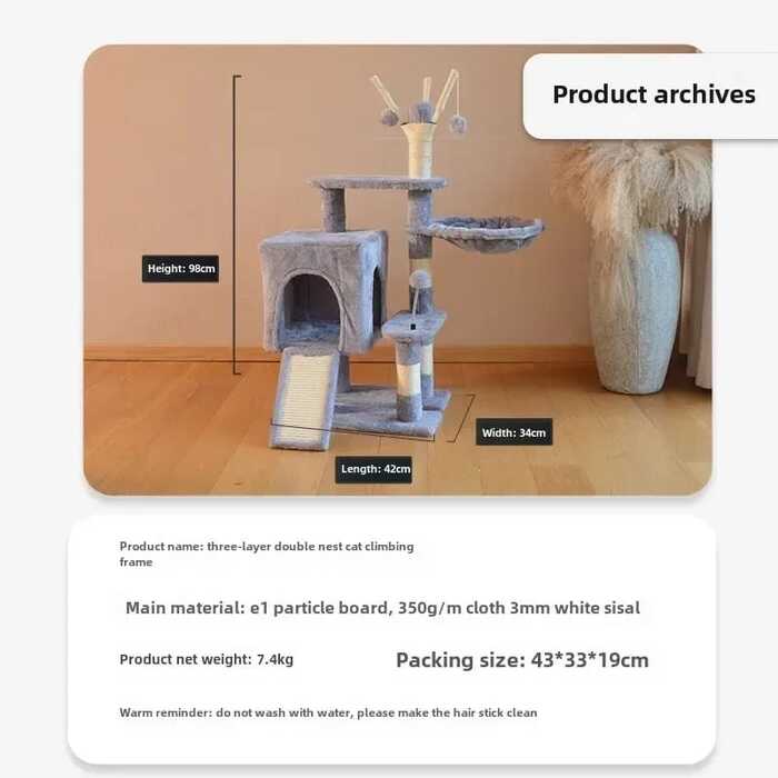 Three Layer of Double Nest Cat Exclusive Castle Cat Tree house for Scratching