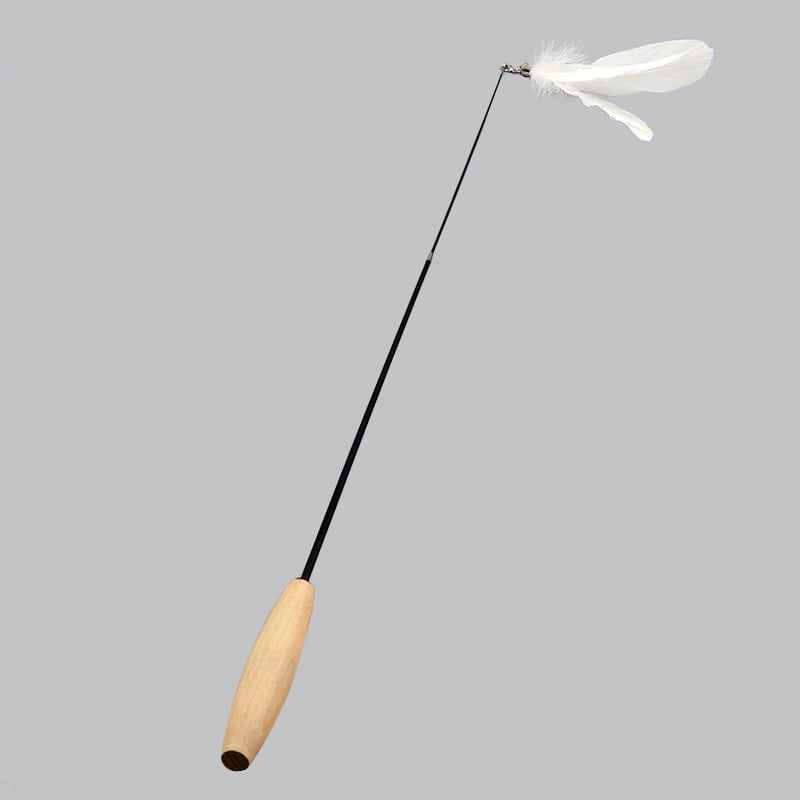 Wooden Handle Fishing Rod Teaser for Pet Cat Interactive Toy