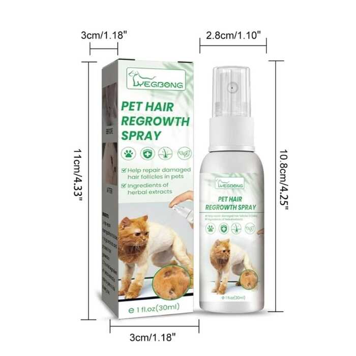 Yegbong pet hair enhancer Regrowth for cats and dogs hair conditioning and repairing damaged hair follicles and hair loss hair care spray 30ML.