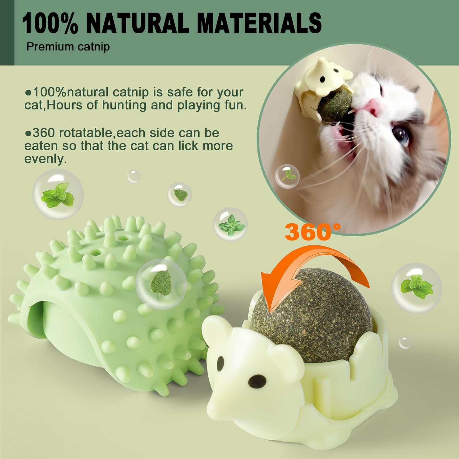 CAT SELF GROOMER with Hedgehog shaped catnip ball toy Licking & Scratching