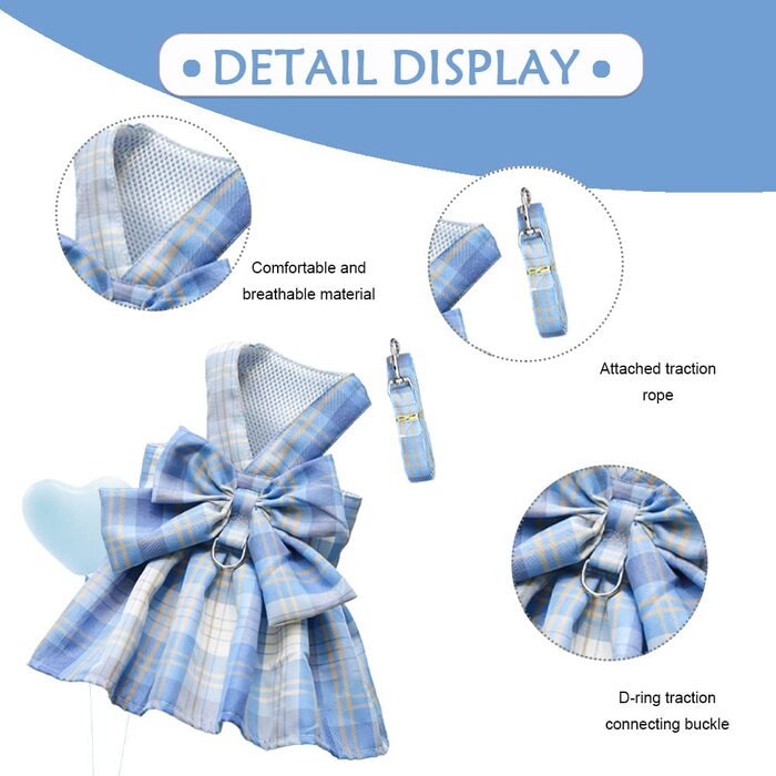 Extra Strong Pet Jk Plain Skirt Harness for Pet Cat & Puppy with Traction Belt for Walking  ( No Exchange)