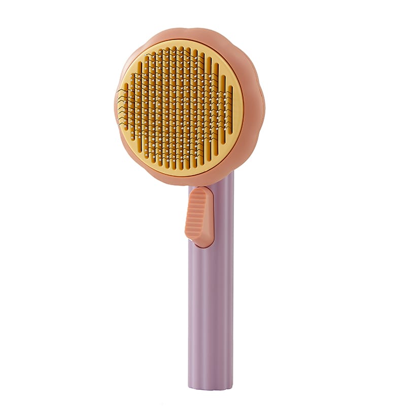 Sunflower Design Deep Hair Removal Grooming Brush for Pet Cat & Dog with Button