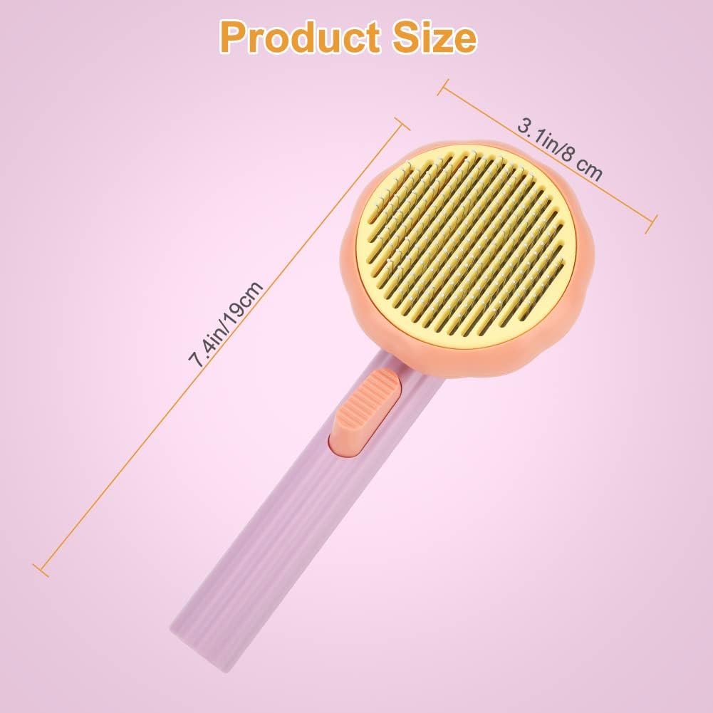 Sunflower Design Deep Hair Removal Grooming Brush for Pet Cat & Dog with Button