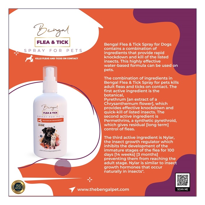 Bengal Flea & Tick Spray Long Lasting Protection for Your Pet 200ml