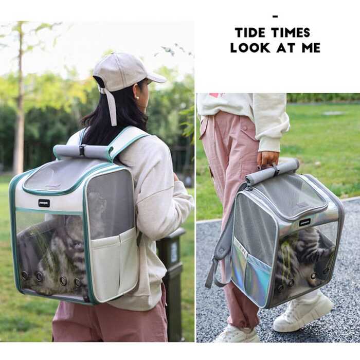 Moorpet See Through Ventilated Oxford Backpack  for Pet cat Comfortable Carrier