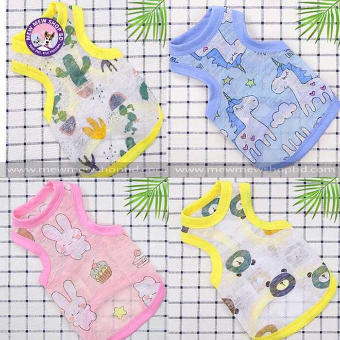 Soft Cotton Fabric Pet Cat Sleeveless Dress / Tshirt for Summer & Easy to Wear ( No Exchange)