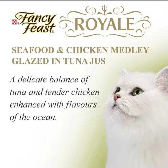 FANCY FEAST Adult Royale Seafood & Chicken Medley Glazed in Tuna Jus Wet Cat Food 85g