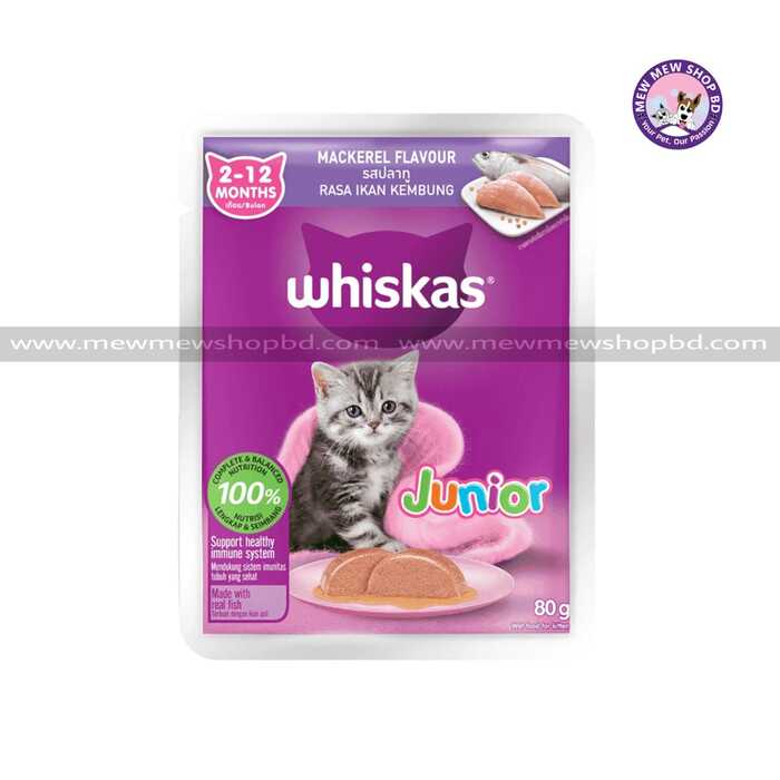 Whiskas Pouch Cat Food Junior Mackerel 80g