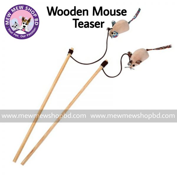 Wooden Mouse Teaser Toy For Cat