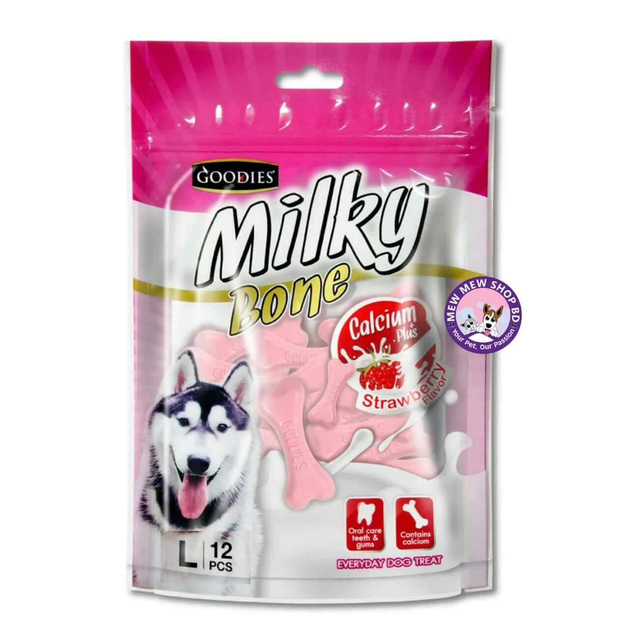 Goodies Milky Bone Strawberry (228g) 12 Pieces