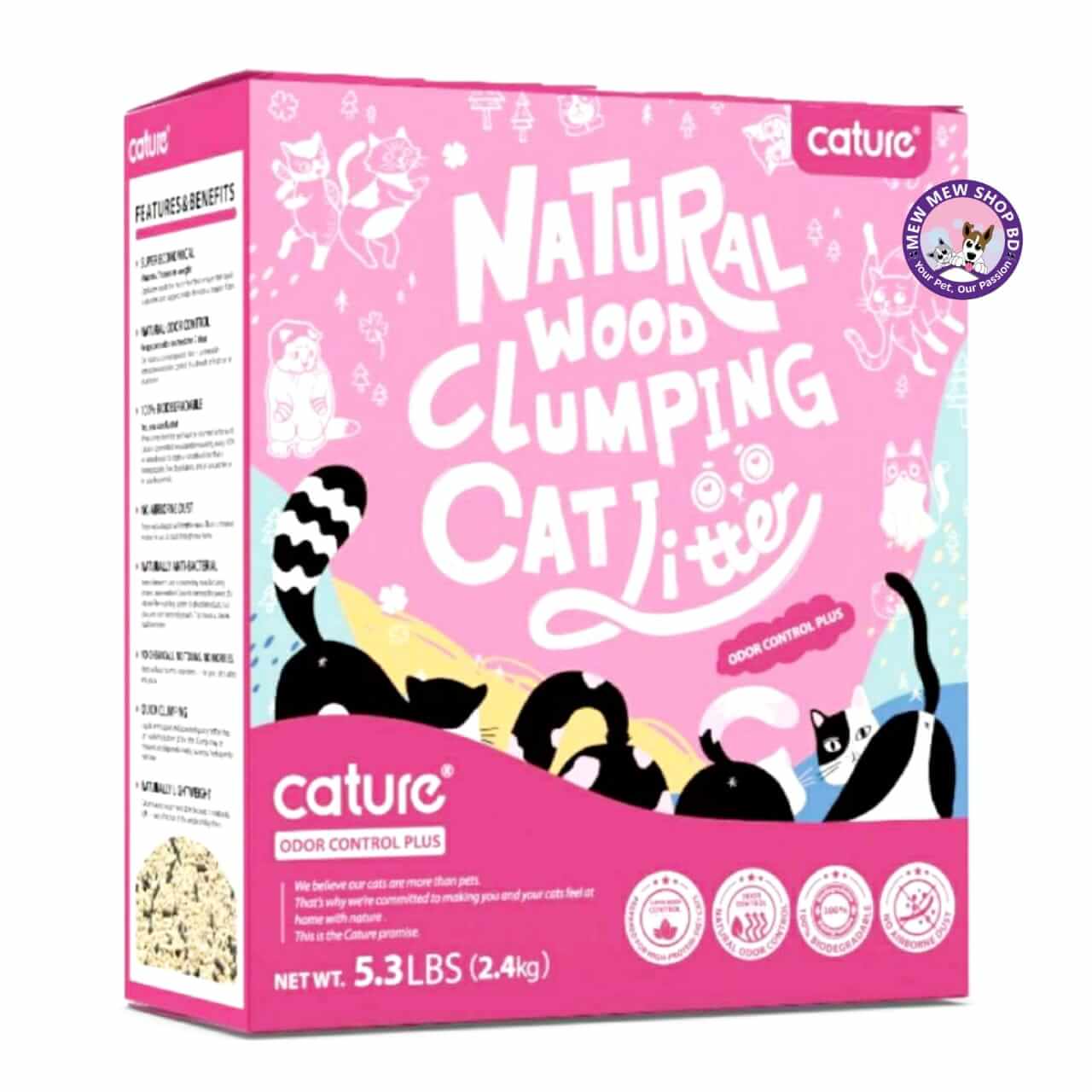 Cature Odor Control Plus Natural Wood Clumping Cat Litter (5.3LB)/2.4kg