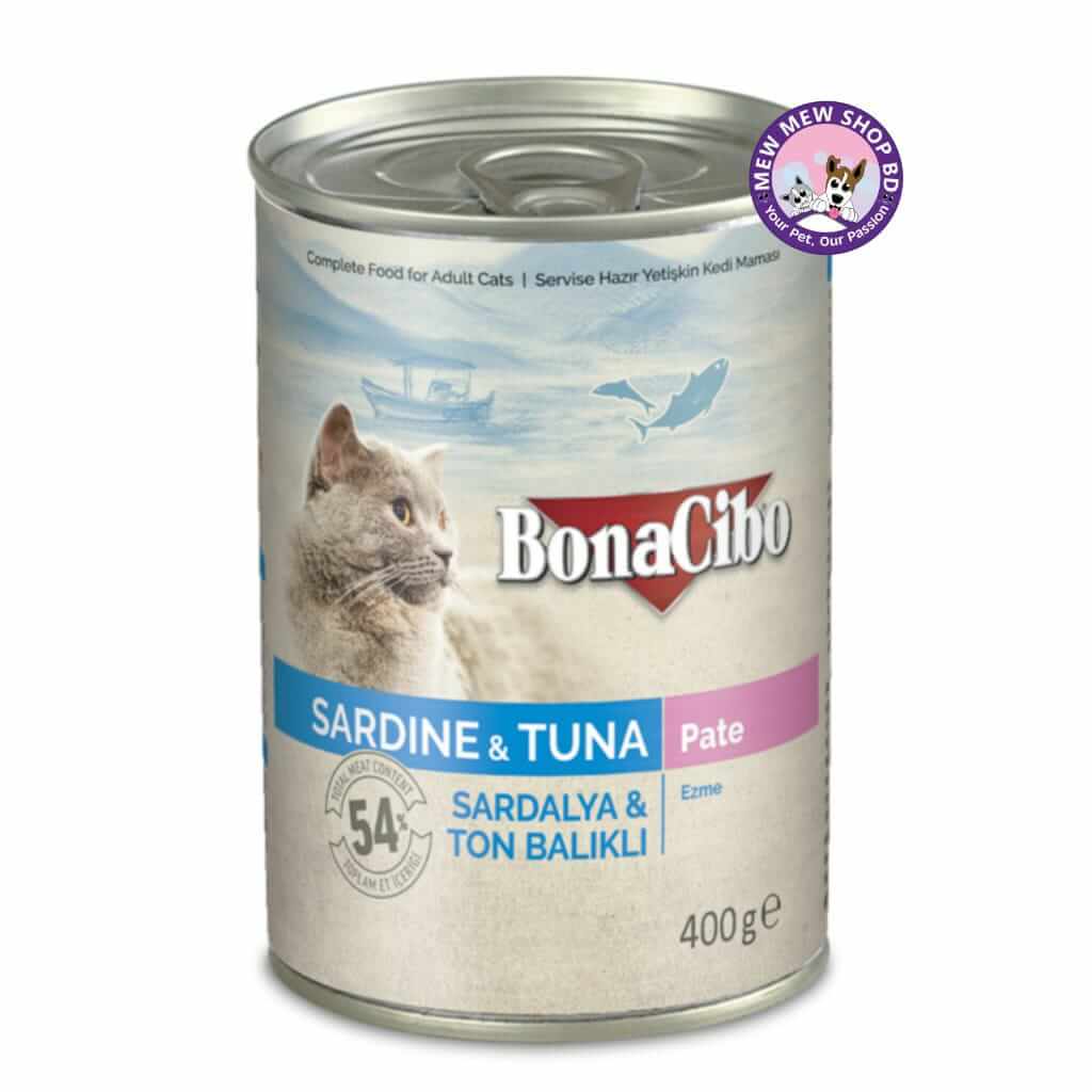 Bonacibo Adult Canned Wet Food Sardine & Tuna Wet Cat Food 400g