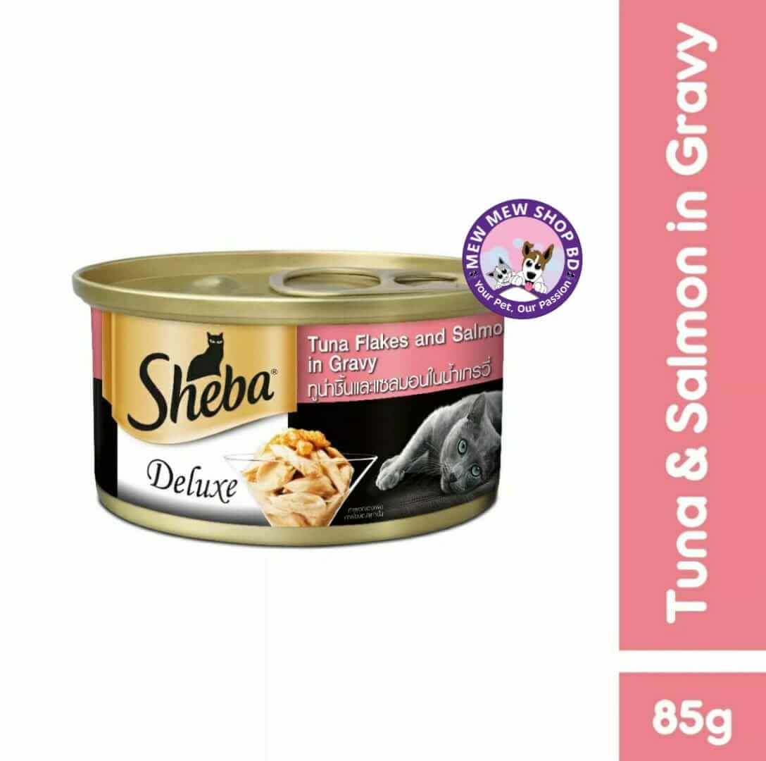 Sheba Deluxe Tuna and Salmon in Gravy Canned Wet Cat Food 85g