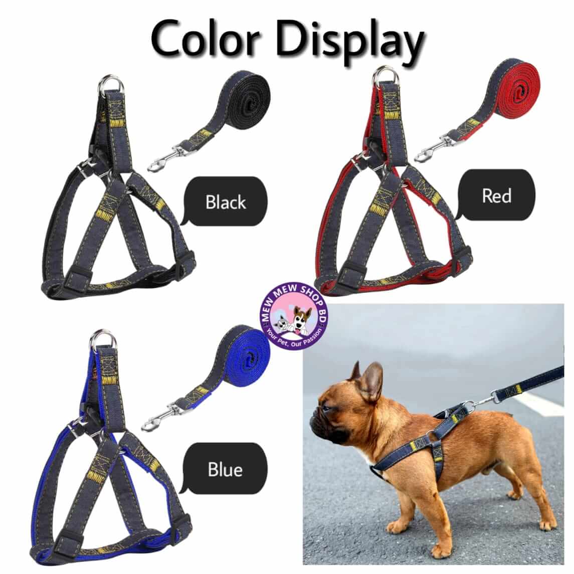 Denim Adjustable Pet Dog Harness