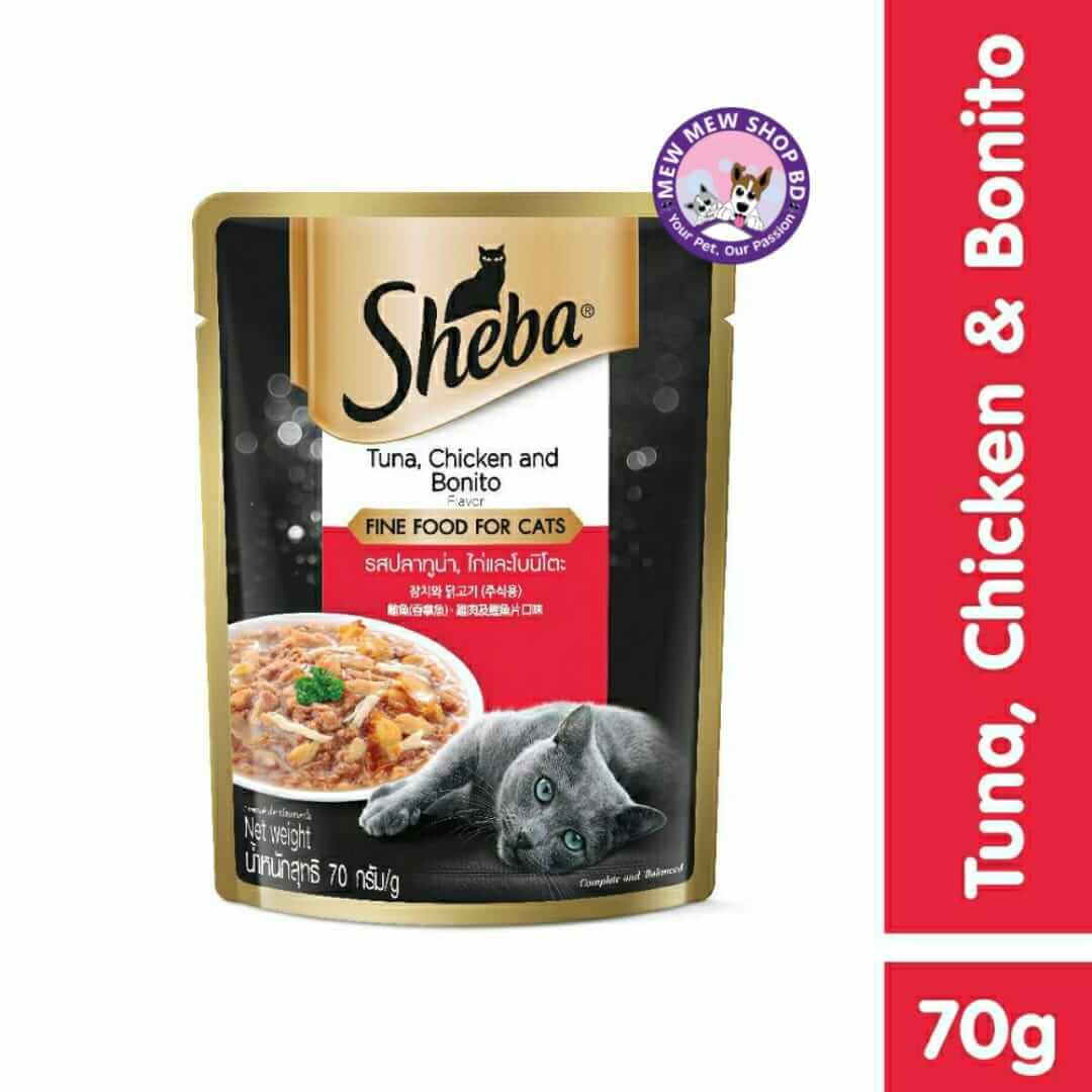 Sheba Tuna & Chicken with Bonito Pouch Wet Cat Food 70g