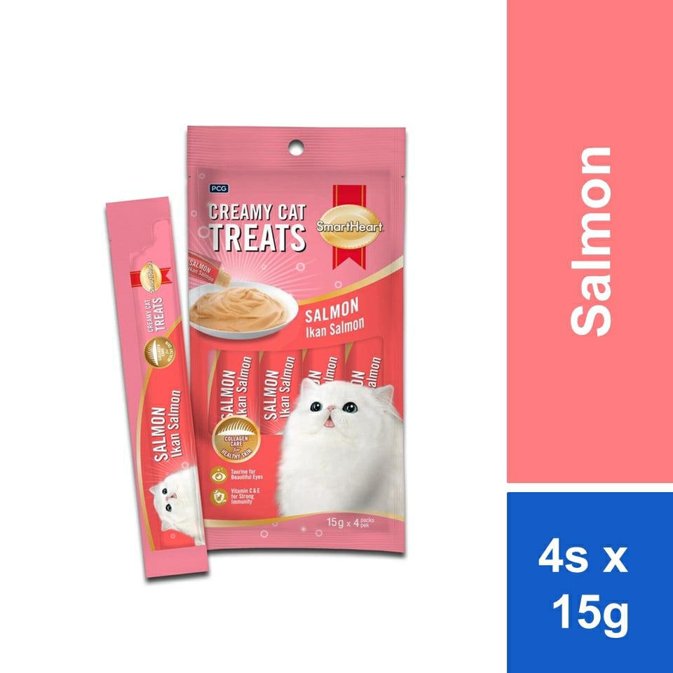 SmartHeart Lickable Creamy Cat Treat – Salmon Flavor 4*15g