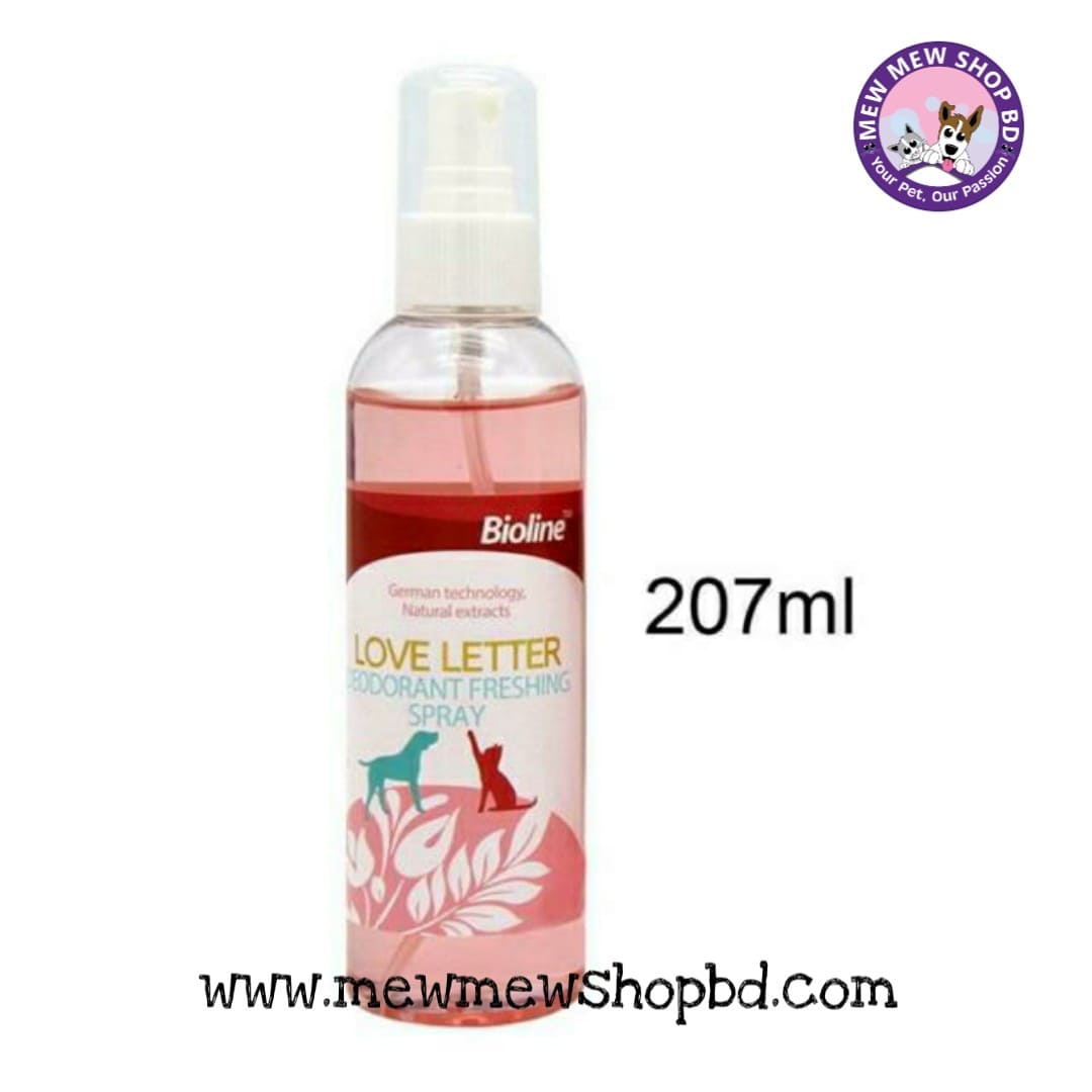 Bioline Pet Large Perfume || LOVE LETTER Flavor || Deodorant Freshing Spray Cats & Dogs Perfume -- 207ml