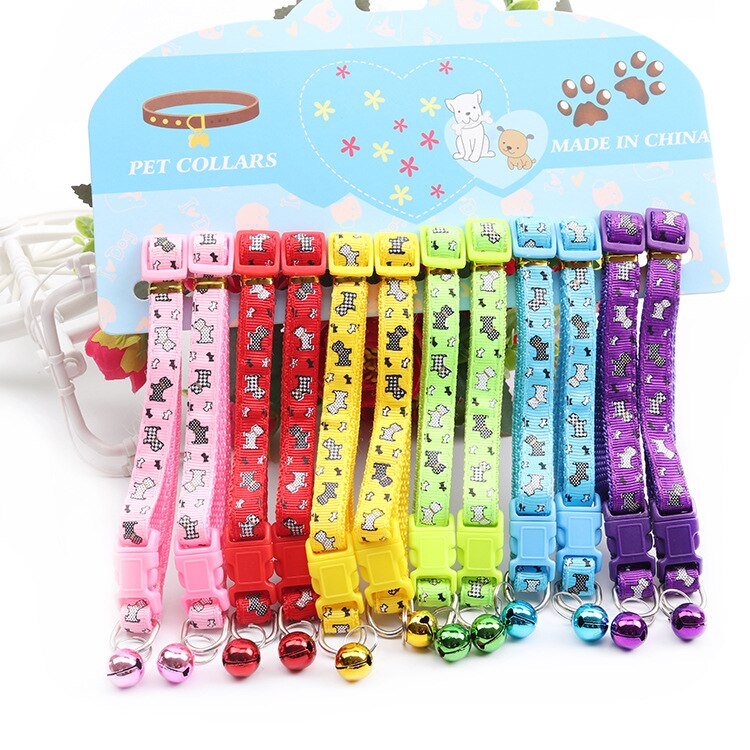 Pet Print Cat Collar Adjustable With Bell Buckle Neck Strap