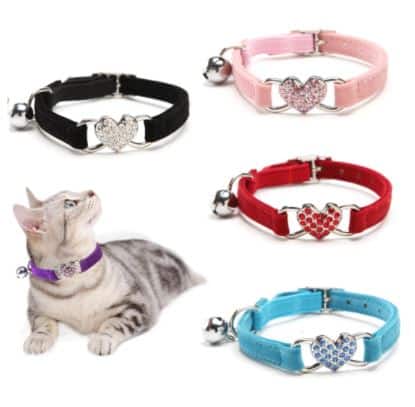 Cat Heart Collar With Neck Chain And Bell